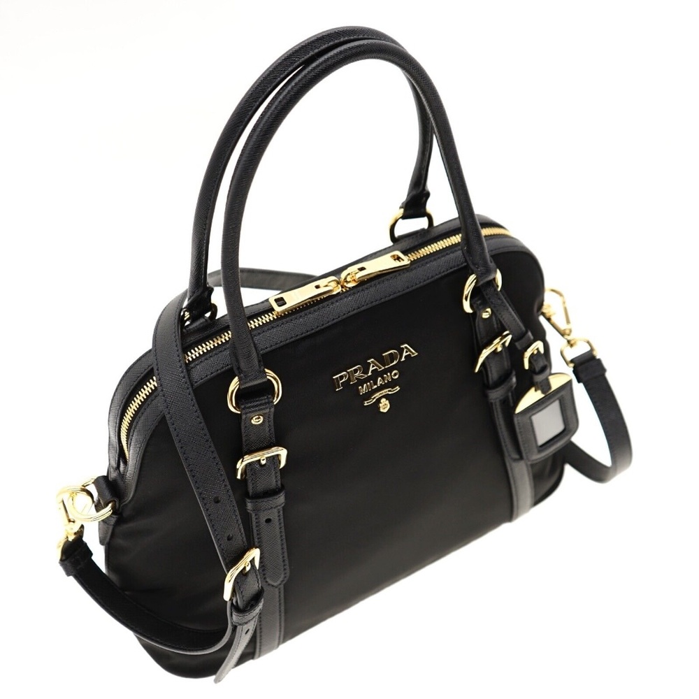 Prada Bauletto Dome Shoulder Bag Black Nylon New - Picture 4 of 8